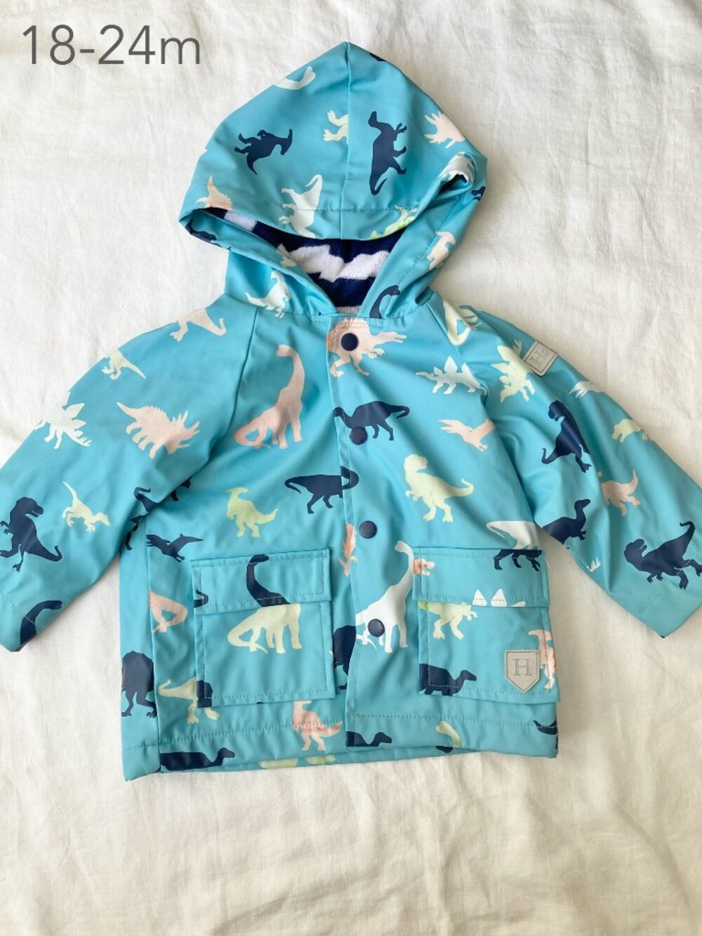 🪴5/$30 Hatley 18-24 Months Toddler Blue Dinosaur Terrycloth Rain Jacket Fall